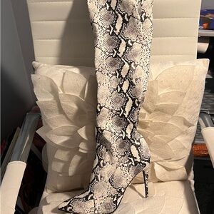 Steve Madden Black and White Over the Knee Boots